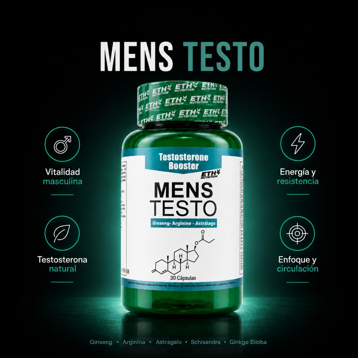 Mens Testo Potenciador Natural de testosterona
